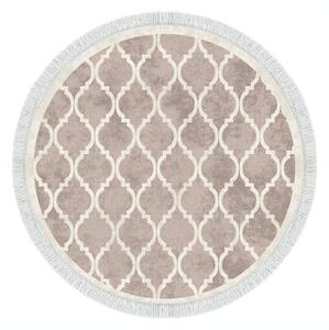 Conceptum Hypnose Kulatý koberec Fence 100 cm krémový/hnědý