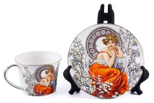 Porcelánový šálek na kávu Alfons Mucha 250ml bílá
