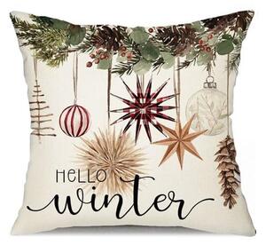 Vánoční povlak na polštář BOHO WINTER 45x45 cm, krémový