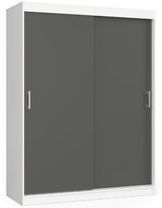 Ak furniture Šatní skříň posuvná 150 cm CLP bílá/grafitová