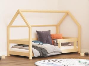 Dětská postel domeček TERY se zábranou - Nelakovaná, 90x180 cm, S jednou zábranou