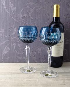 Bohemia Crystal Broušené sklenice na víno Tomy azurová 190 ml (set po