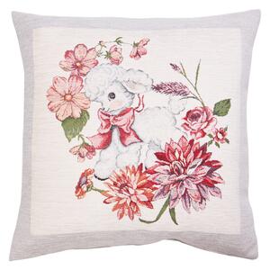 Tegatex Velikonoční gobelínový chenille povlak na polštář - ovečka s květinami 42*42 cm