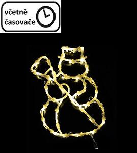 Vánoční dekorace na okno 34 cm, sněhulák, 35 LED, teple bílá