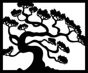 Dřevěný obraz na stěnu strom bonsai z překližky topol Drázský l 3DHODINY PR0214 HEU+