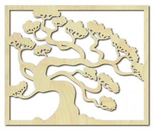 Dřevěný obraz na stěnu strom bonsai z překližky topol Drázský l 3DHODINY PR0214 HEU+