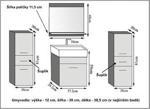Koupelnová sestava IKA ŠEDÁ LESKLÁ - 37 cm