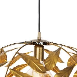 Vintage závěsná lampa starožitná zlatá 50 cm - Lípa