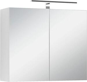 Zrcadlová skříňka – koupelnový nábytek – úložný prostor do koupelny – s LED osvětlením a zásuvkou – 70 x 60 cm – bílá