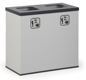 Koš na tříděný odpad 2x 50 L, úchyt na pytel, šedý/černý