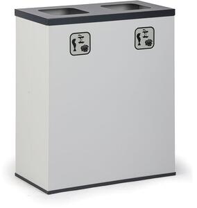 Koš na tříděný odpad 2x 70 L, úchyt na pytel, šedý/černý