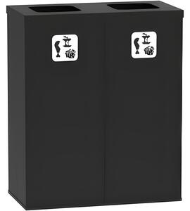 Koš na tříděný odpad 2x 70 L, úchyt na pytel, černý/černý