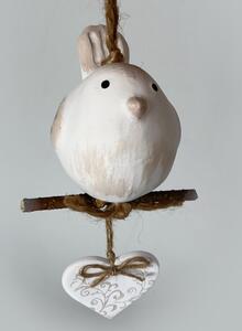 Ptáček na větvičce bílá-cappuccino Keramika Andreas