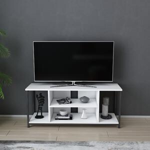 Elegantní televizní stolek, černý a bílý, rozměry 120 x 35 x 50,8 cm, povrch potažený melaminem