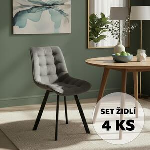 Set - 4 ks Jídelní židle AVENBERG NOLA šedá