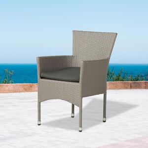 Židle BALI - sv. šedý ratan / šedý polštář