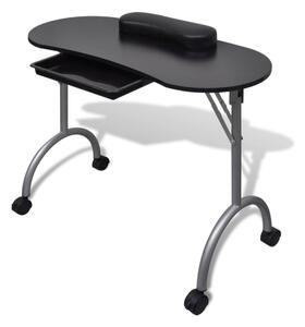 VidaXL Skládací stolek na manikúru s kolečky černý