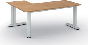 Rohový kancelářský psací stůl PRIMO FLEXIBLE 1800 x 1400 mm, buk
