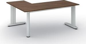 Rohový kancelářský psací stůl PRIMO FLEXIBLE 1800 x 1400 mm, ořech