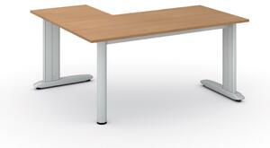 Rohový kancelářský psací stůl PRIMO FLEXIBLE 1600 x 1400 mm, buk