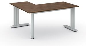 Rohový kancelářský psací stůl PRIMO FLEXIBLE 1600 x 1400 mm, ořech
