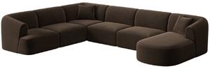 -25 % Dny MOMENTI– Cosmopolitan Design Tmavě hnědá sametová rohová pohovka Campi 330 cm, levá