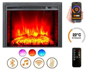 Elektrický krb „EF4“ 1800 W | Bluetooth reproduktor | Efekt plamen | Dálkové ovládání pes Wi-Fi | Topení 17–27 °C | DLC Home