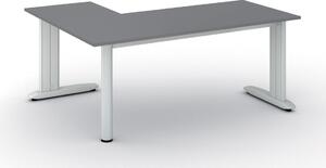 Rohový kancelářský psací stůl PRIMO FLEXIBLE, 1800 x 1400 mm, grafitová