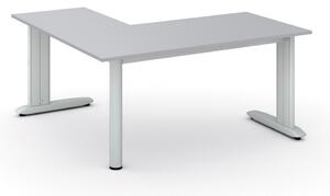 Rohový kancelářský psací stůl PRIMO FLEXIBLE, 1600 x 1600 mm, šedá