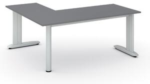 Rohový kancelářský psací stůl PRIMO FLEXIBLE, 180x160 cm, grafitová