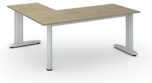 Rohový kancelářský psací stůl PRIMO FLEXIBLE, 1800 x 1600 mm, dub přírodní