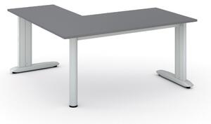 Rohový kancelářský psací stůl PRIMO FLEXIBLE, 1600 x 1600 mm, grafitová
