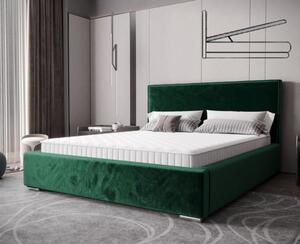 Nadčasová čalouněná postel v minimalistickém designu v zelené barvě 180 x 200 cm s úložným prostorem