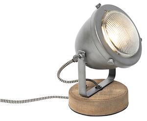 Průmyslová stolní lampa ocel se dřevem 16,5 cm - Emado