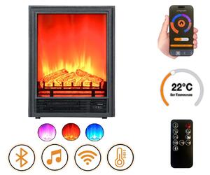 Elektrický krb „EF1“ 1800 W | Bluetooth reproduktor | Efekt plamen | Dálkové ovládání pes Wi-Fi | Topení 17–27 °C | DLC Home