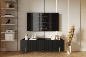 Závěsný TV stolek Malmi 150 cm - černý mat / zlatá