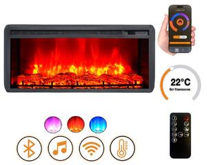 Elektrický krb „EF2“ 1800 W | Bluetooth reproduktor | Efekt plamen | WLAN dálkové ovládání | Topení 17–27 °C | DLC Home