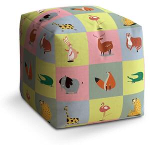 Sablio Taburet Cube Zvířátka ze Zoo - 40x40x40 cm
