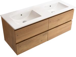 CERANO - Koupelnová skříňka Carole + keramické dvojumyvadlo Todo - přírodní - 120x49,8x46 cm