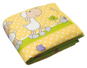 Dětská hrací deka KLASIK ovečky žlutozelená 150 x 150 cm