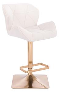 LuxuryForm Barová židle MILANO VELUR na zlaté hranaté podstavě - bílá