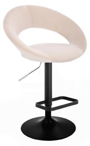 LuxuryForm Barová židle NAPOLI VELUR na černém talíři - krémová
