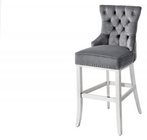 Barová židle CASTLE S RUKOJETÍ šedá samet Nábytek | Jídelní prostory | Barové židle