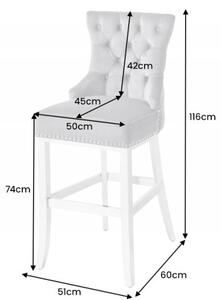 Barová židle CASTLE S RUKOJETÍ šedá samet Nábytek | Jídelní prostory | Barové židle
