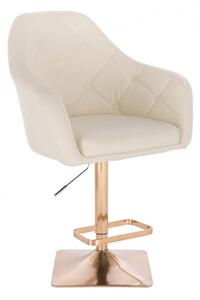 LuxuryForm Barová židle ANDORA na zlaté hranaté základně - krémová