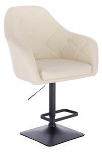 LuxuryForm Barová židle ANDORA na černé hranaté základně - krémová