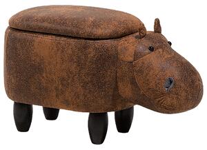 Zvířecí stolička s úložným prostorem HIPPO Umělá kůže Hnědá Hroch