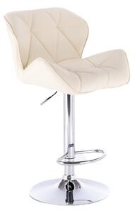 LuxuryForm Barová židle MILANO na kulaté stříbrné podstavě - krémová