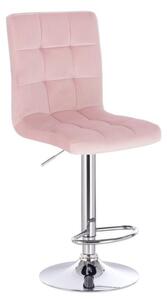 LuxuryForm Barová židle TOLEDO VELUR na stříbrném talíři - růžová