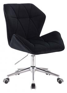 LuxuryForm Židle MILANO MAX VELUR na stříbrné podstavě s kolečky - černá